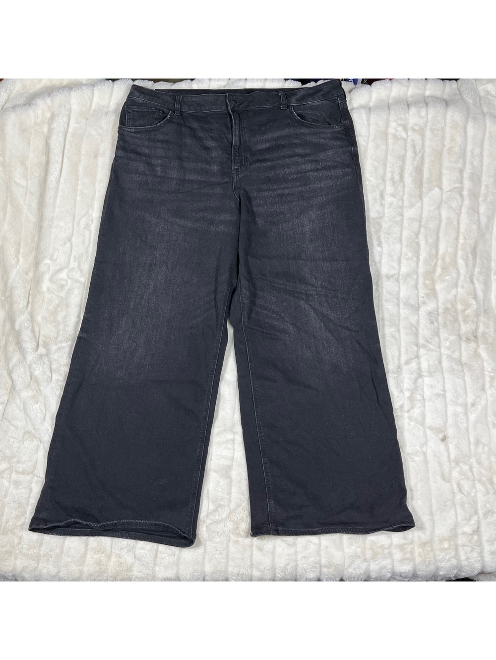 American Eagle 20R Faded Black Low Rise Baggy Wide Leg Fall Preppy School Jeans
